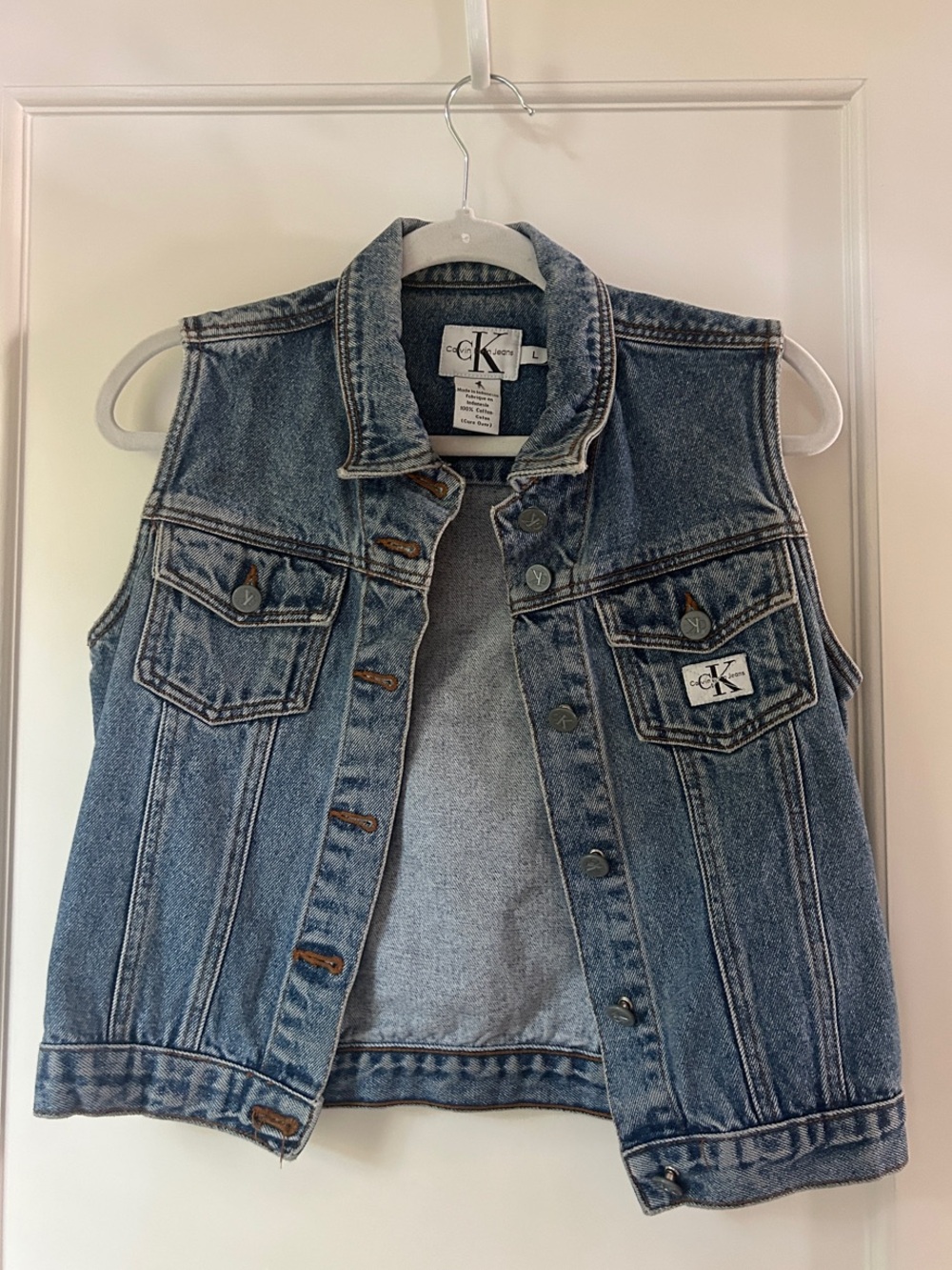 Calvin Klein Blue Washed Denim Vest